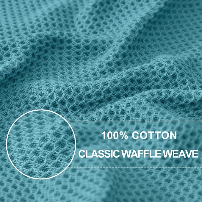 Homaxy 100% Cotton Waffle Weave Kitchen Dish Towels 6-Pack, Lake Blue | 13 x 28 - Image 2
