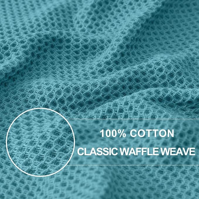 Homaxy 100% Cotton Waffle Weave Kitchen Dish Towels 8-Pack, Lake Blue | 13 x 28 - Image 2