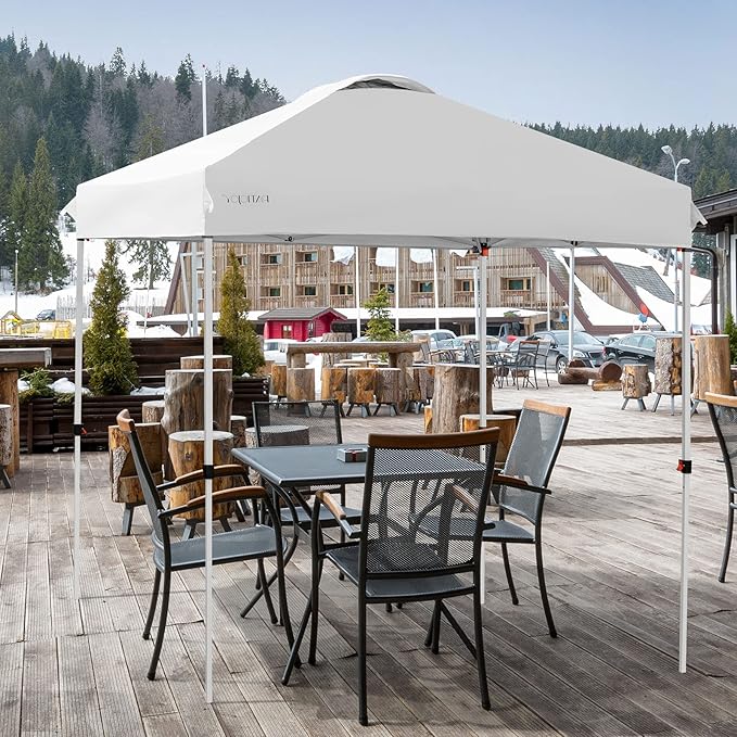 Tangkula Outdoor Pop-up Canopy Tent, 6.6 x 6.6 FT Height Adjustable Commercial Instant Canopy w/Portable Roller Bag, 4 Weight Bags, Outdoor Camping Sun Shelter for Camping, Party