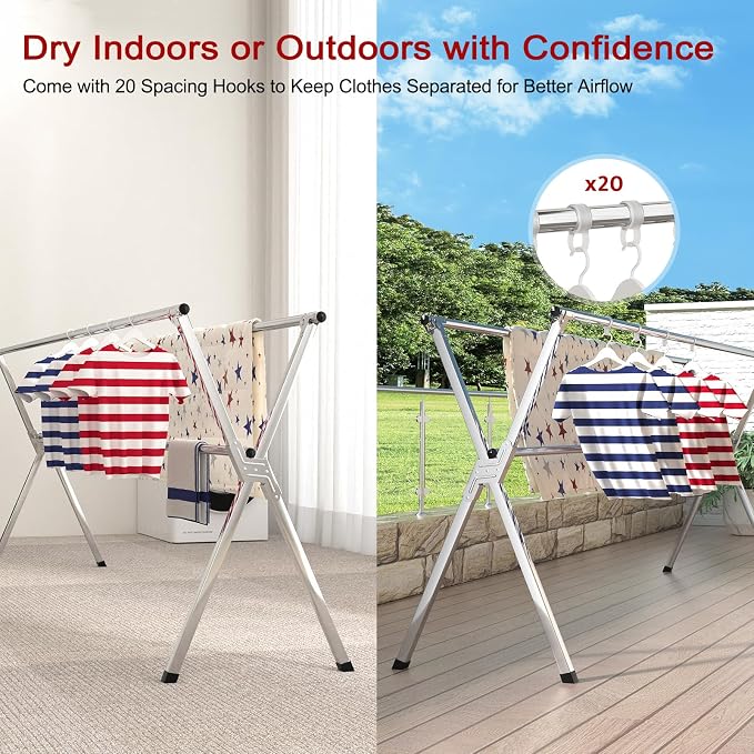 Clothes Drying Rack, Heavy-Duty Folding Laundry Drying Rack - Image 4
