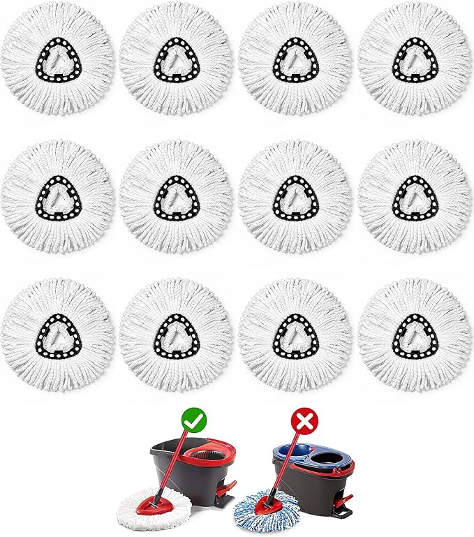 12 Pack Spin Mop Head Replacement by EPSUNORISE