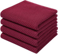 Homaxy 100% Cotton Waffle Weave Kitchen Dish Towels 4-Pack, Magenta | 13 x 28 by Homaxy