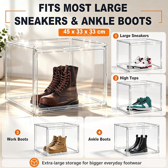 XXX-Large Extra Large Boot & Shoe Acrylic Display Case 17.3'', 1 Pack - Image 3
