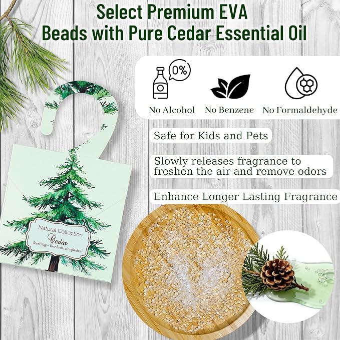 24 Pack Cedar Sachets for Drawers and Closets, Natural Closet Freshener - Image 3