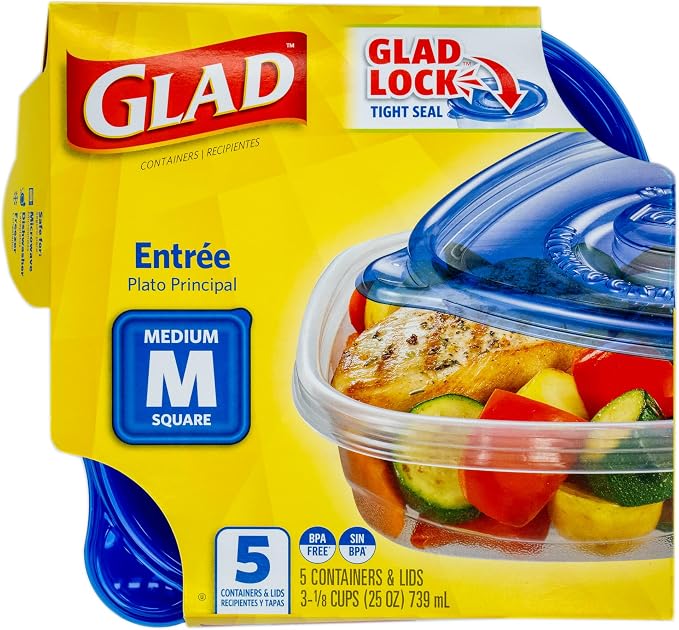 Glad GladWare Entree Food Storage Containers, 25 Oz, 6-Pk | Lock-tight seal - Image 3