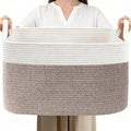 65L Laundry Basket with Handles, Woven Blanket Basket by HZFTJOY