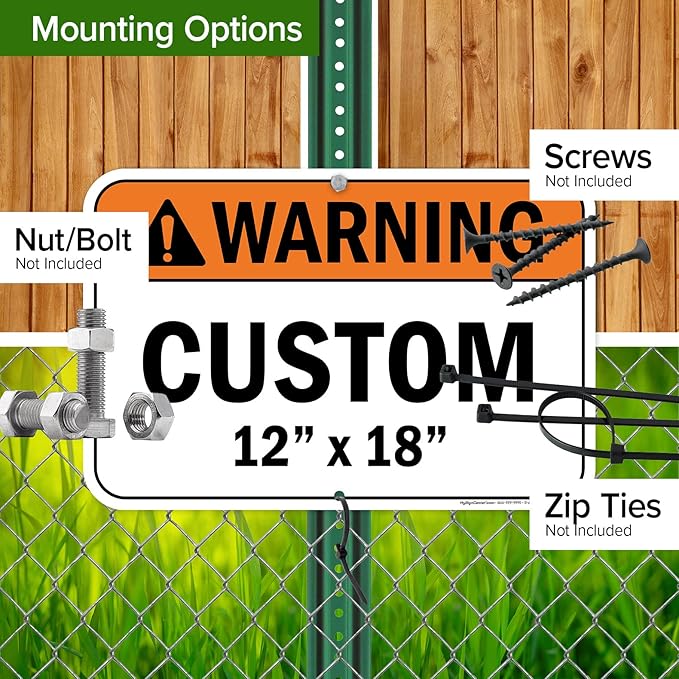 Custom warning Sign, Ansi Sign, Osha Compliant, 12x18 Inches, Rust Free .063 Aluminum, Fade Resistant, Made in USA by My Sign Center