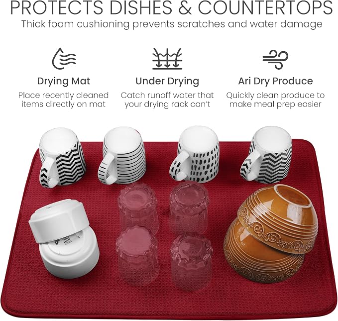 Bellemain Dish Drying Mat, Drying Matt Kitchen Counter, 17 x 24 Inch - Image 5