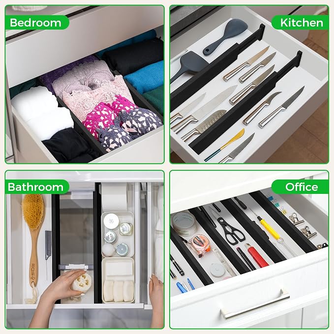 4 Pack Bamboo Drawer Dividers Organizer - Image 6