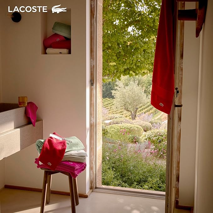 Lacoste Heritage 100% Supima Cotton Bath Towel 30" x 54", Aloe | Highly - Image 8