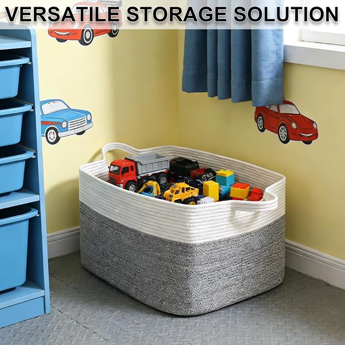 65L Laundry Basket with Handles, Woven Blanket Basket - Image 8