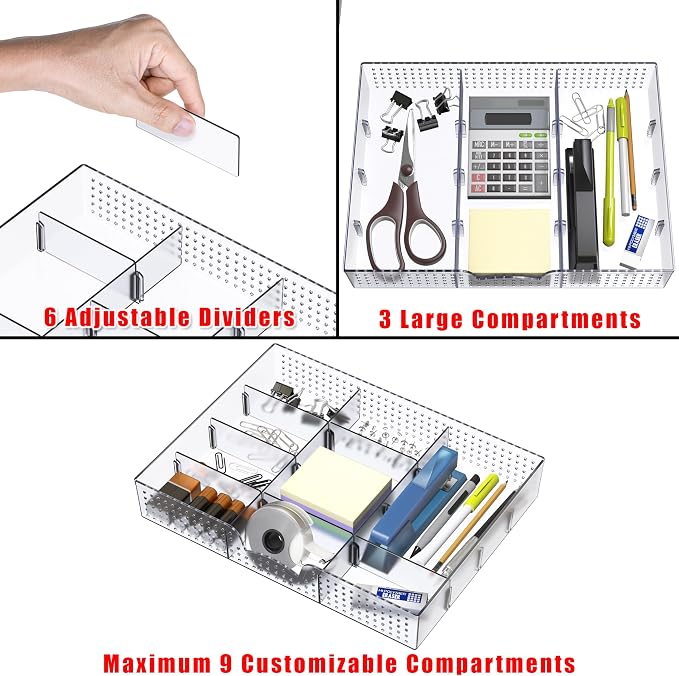 Simple Houseware Drawer Organizer Tray, 9 Adjustable Compartments, and Craft - Image 3