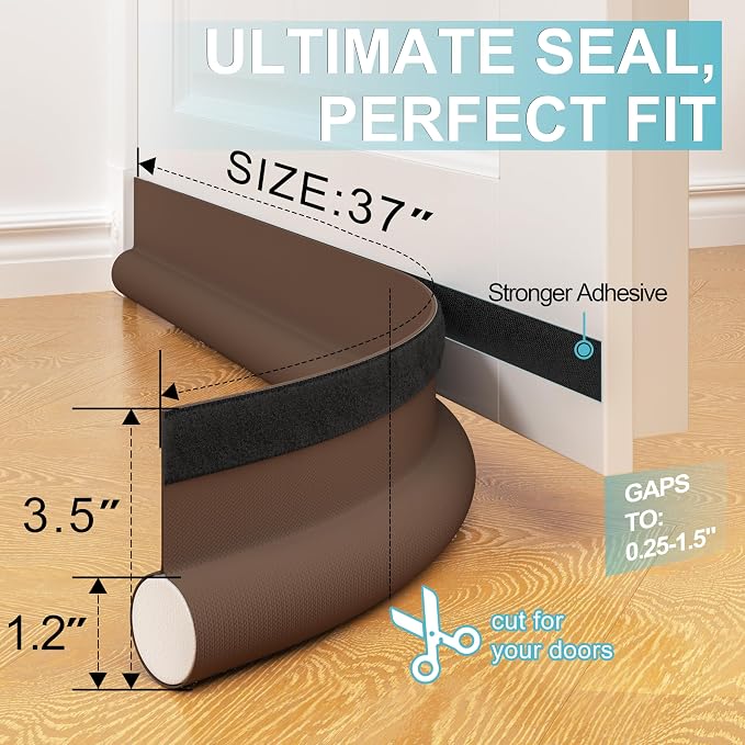 Door Draft Stopper Bottom One Sided Door Draft Blockers，37" Cutable Under Door - Image 2