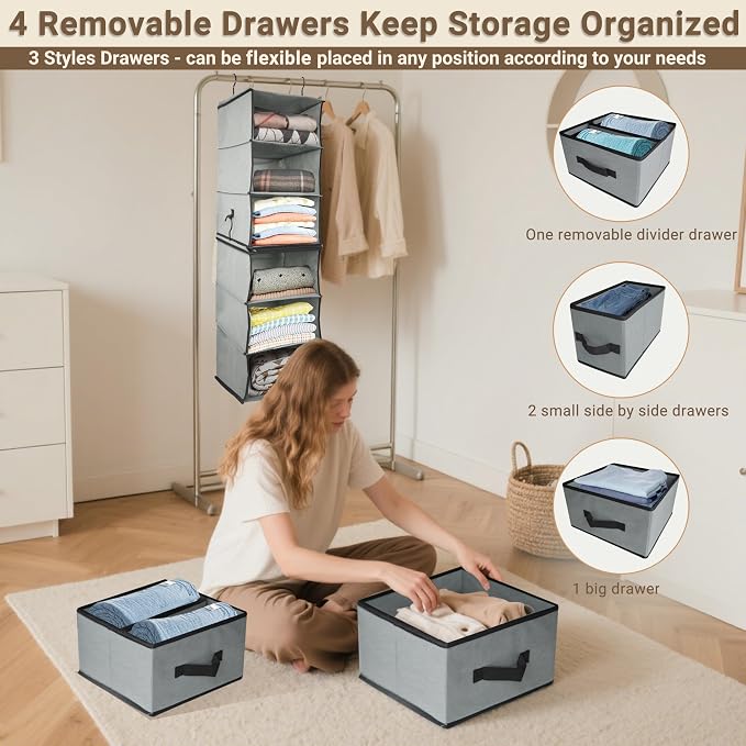 2-in-1 Durable 6-Tier Hanging Closet Organizer - Image 6