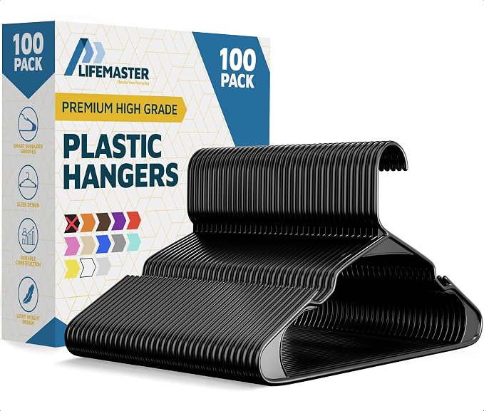 Lifemaster Plastic Clothes Hanger Set by LIFEMASTER