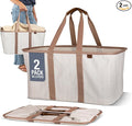 Collapsible Fabric Laundry Basket Tote Premium, Herringbone, 2 Pack by CleverMade