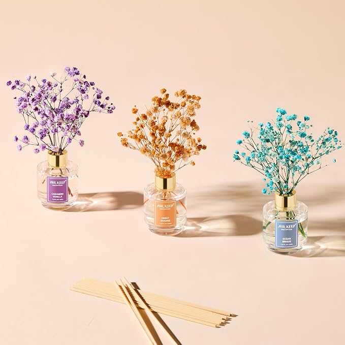 Reed Diffuser Set of 3, Ocean Breeze Sweet Orange Cashmere Vanilla Oil Reed - Image 6