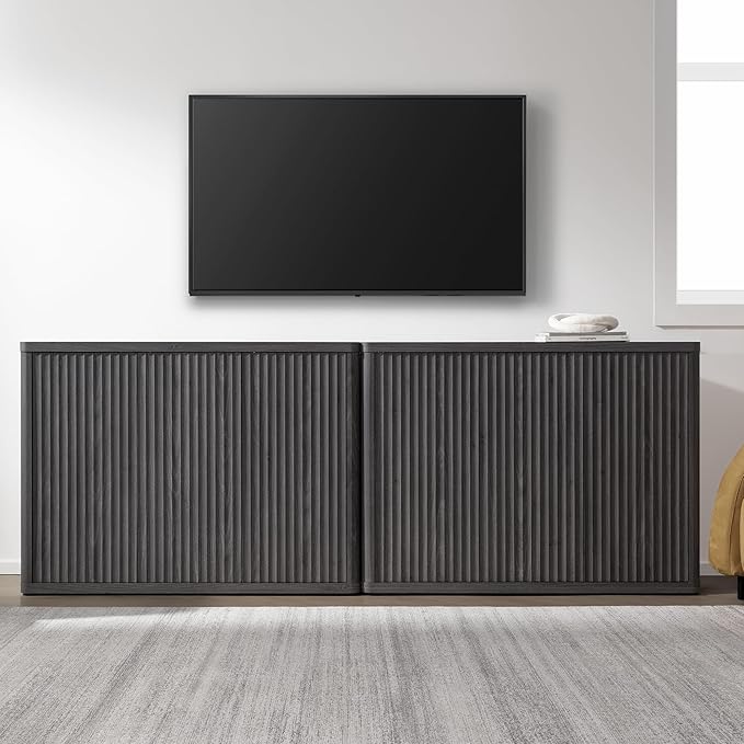 SICOTAS Buffet Cabinet with Storage Accent Sideboard with 3 Doors Modern 46.6" Wide Credenza Fluted Buffet Table Media Console Cabinet Entryway Cabinets for Living Room Kitchen Dining Room Hallway