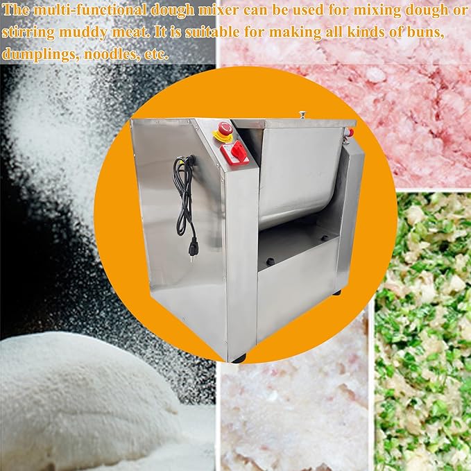Dough Mixer Electric Food Mixer Commercial Dough Blender Machine Stainless Steel Dough Mixing Machine With Kneading Capacity of 55lbs Flour Mixing Machine 110V with Dough Knife