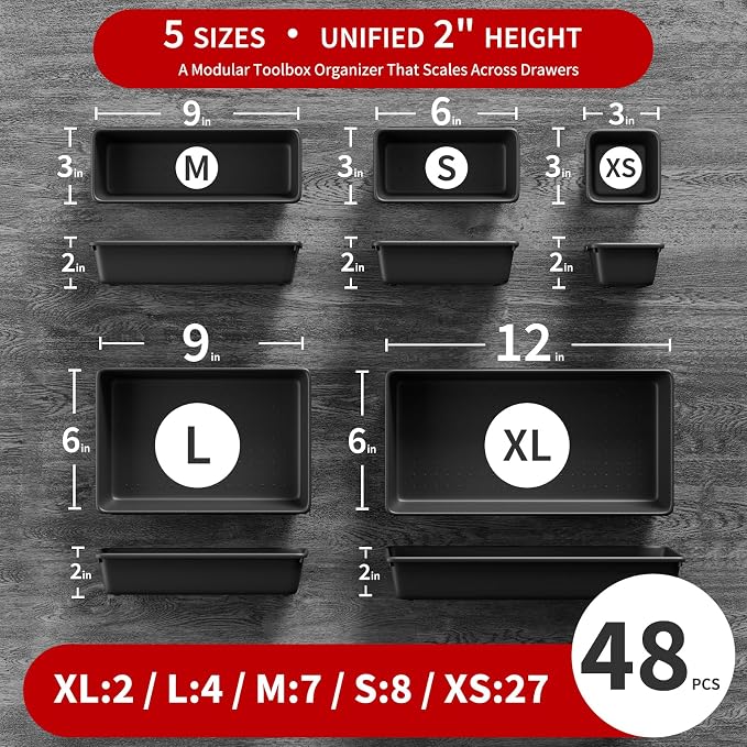 【48PCS & 5 Sizes】 Tool Box Organizer Tray, Toolbox Drawer Organizer - Image 2