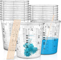 24 Pcs 64 oz 1800 ml Paint Measuring Cups Mixing Cups with Graduated and 20 Pcs Paint Mixing Sticks Plastic Disposable Resin Automotive Epoxy Mixing Cup for Paint Kitchen Cooking Baking