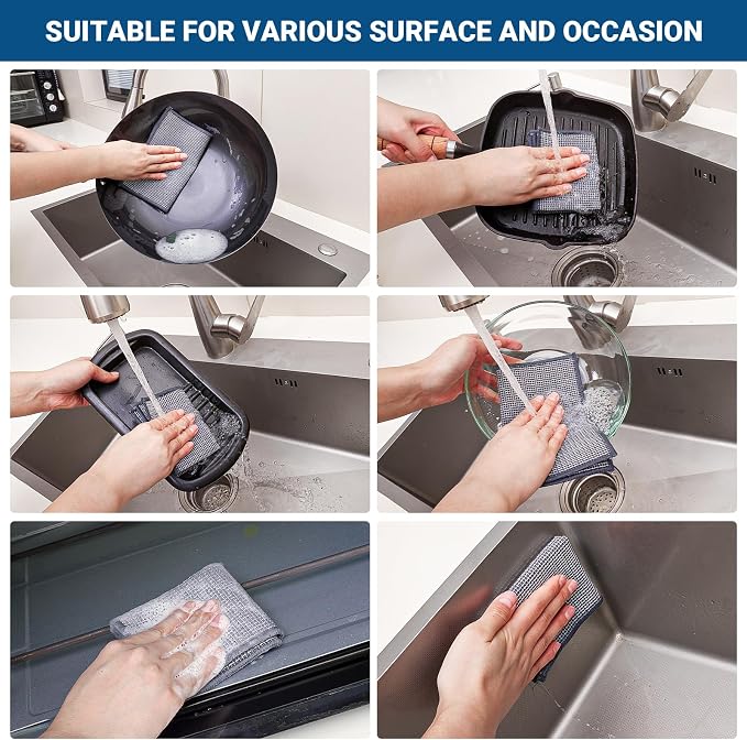 Forggon 10 Pcs New Upgrade 3-Layer Non Scratch Wire Dishcloth, Wire Dishwashing - Image 3