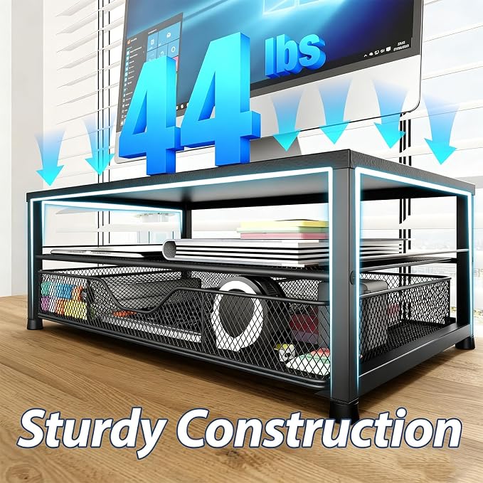 Desk Organizer and Accessories, 2-Tier Computer Monitor Stand Riser - Image 5