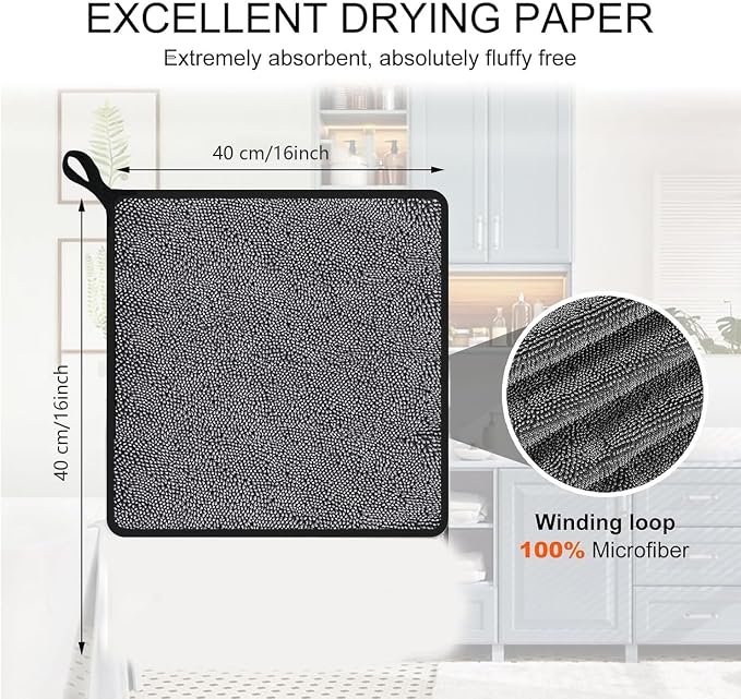 Shiny Cleaning Wipes, Shower Doors Drying Towels, 16 * 16" Streak Free Glass - Image 5