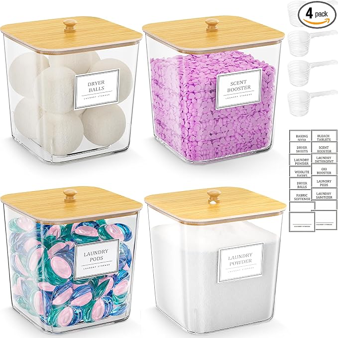 HomePekite 4 Pack Clear Laundry Pod Container, Laundry Room Organization by Unknown