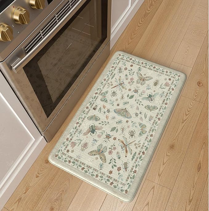 LEEVAN Anti Fatigue Mats for Kitchen Floor Non-Slip, Cushioned Kitchen Mats for Floor 20''x31'', Tan Memory Foam Kitchen Mat Set, Waterproof Ergonomic Standing Mat for Bar, Office,Desk, Laundry