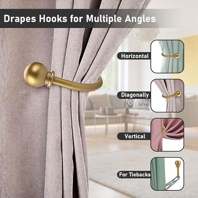 Sumnacon Curtain Holdbacks 2 Pcs Wall Mounted Curtain Tiebacks - Image 5