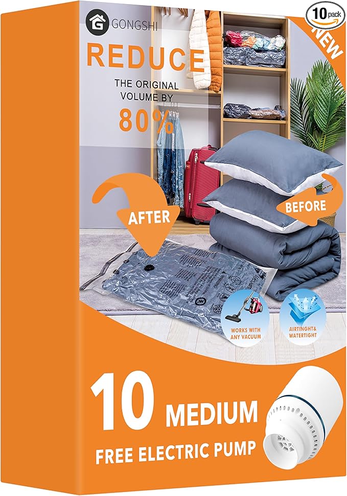GONGSHI Vacuum Seal Bags for Clothing Travel & Home Storage, Travel Vacuum Bags by GONGSHI