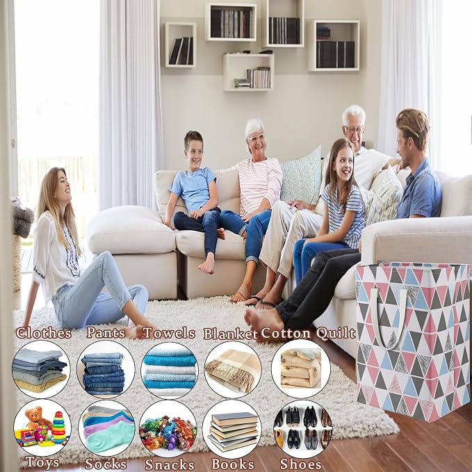 75L Waterproof Laundry Hamper Collapsible Laundry Basket Cotton Handle Laundry - Image 5