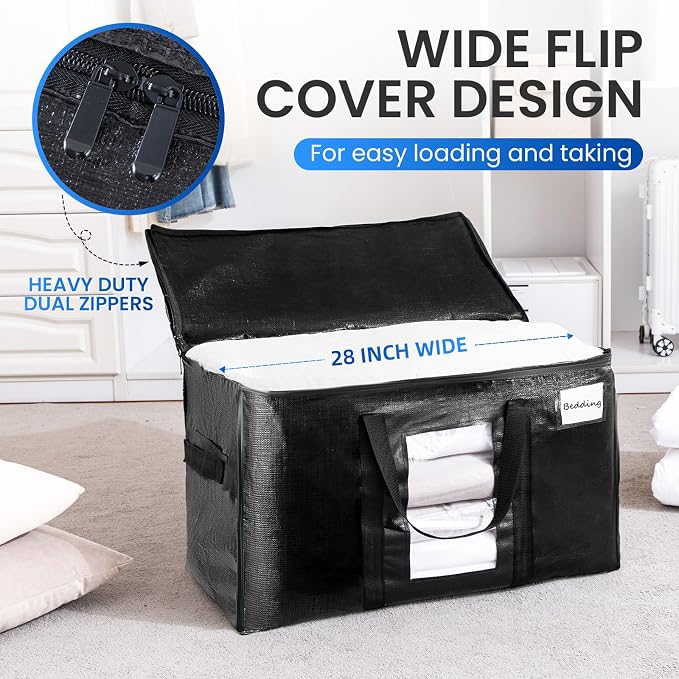 TAILI 4 Pack Black Extra Large Moving Bags, Storage Bag - Image 4