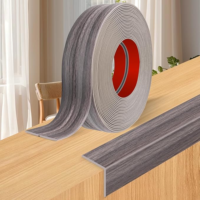 Wall Corner Protector Moulding Trim Peel and Stick Wall Corner Guards Trim Flexible Self Adhesive Edge Protector Moulding, 0.8 in x40 Ft, Brown Walnut Wood