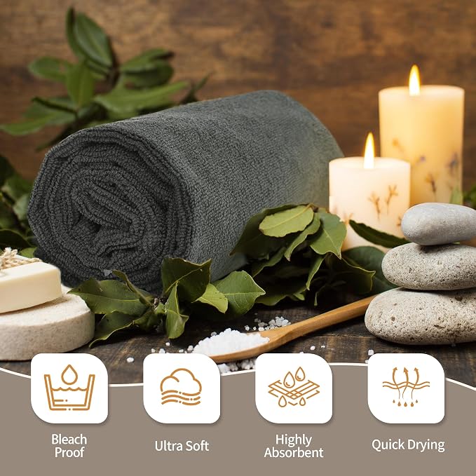 Salon Towels 12 Pack, Quick Dry Gym Towels, Spa Face Towel, Absorbent - Image 5