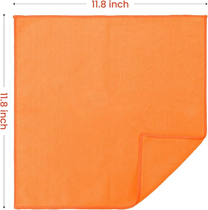 SIFANGKE Microfiber Cleaning Cloth, 12 Pack Orange Cleaning Rags - Image 2