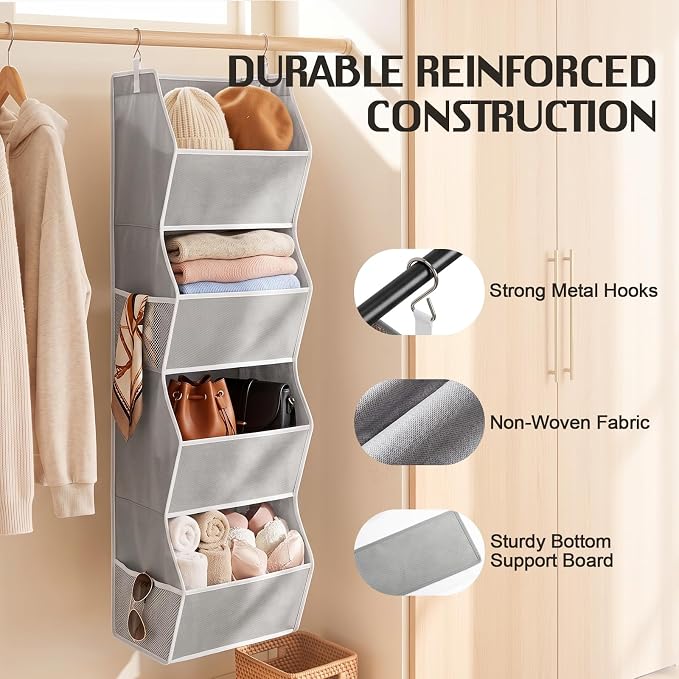 Hanging Closet Organizer 4-Shelf Wide Trapezoid, Anti-Sagging Storage Bins - Image 4