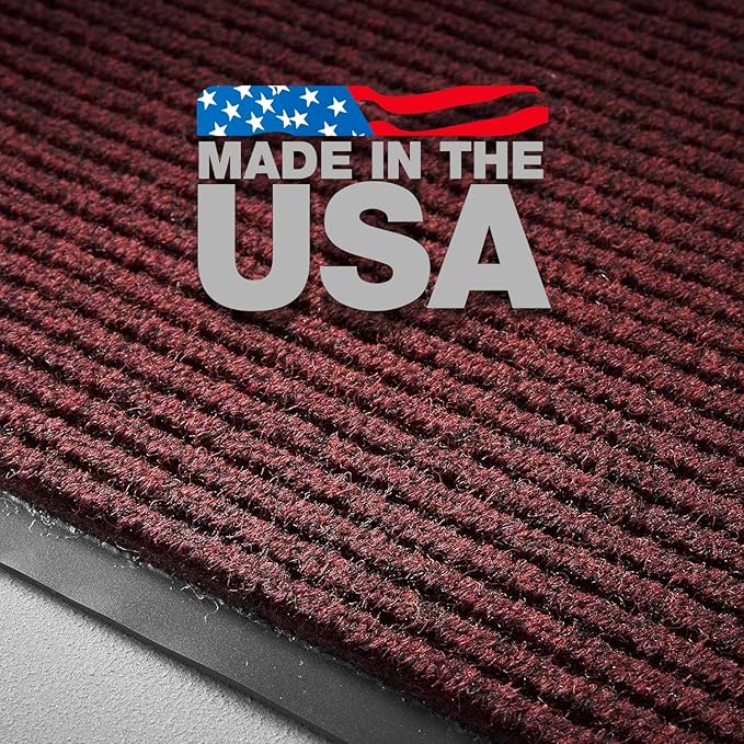 Consolidated Plastics Brush Dry Mat - Made in USA, Heavy-Duty Commercial DoorRug for Indoor/Outdoor Entryways, Non-Slip Backing for High-Traffic Areas (3' W x 6' L, Red)