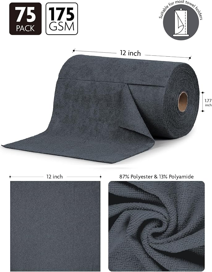 Fantasticlean Microfiber Cleaning Cloth Roll- 75 Sheets, Tear-away Microfiber - Image 7