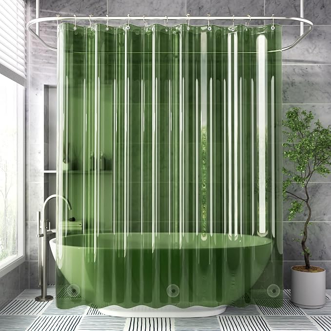 AmazerBath Shower Curtain Liner, 72x72 Transparent Pine Green Shower Liner - Image 9