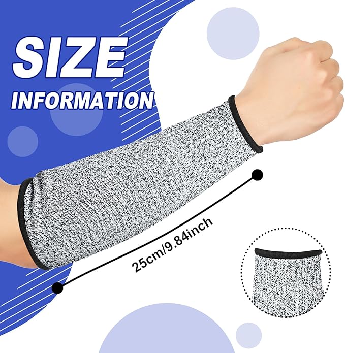 Sintege 3 Pairs Arm Protectors for Thin Skin and Bruising Cut Resistant Forearm Sleeve Level 5 Arm Burn Protection Sleeve(9.8 Inch,Black, Blue, Grey)