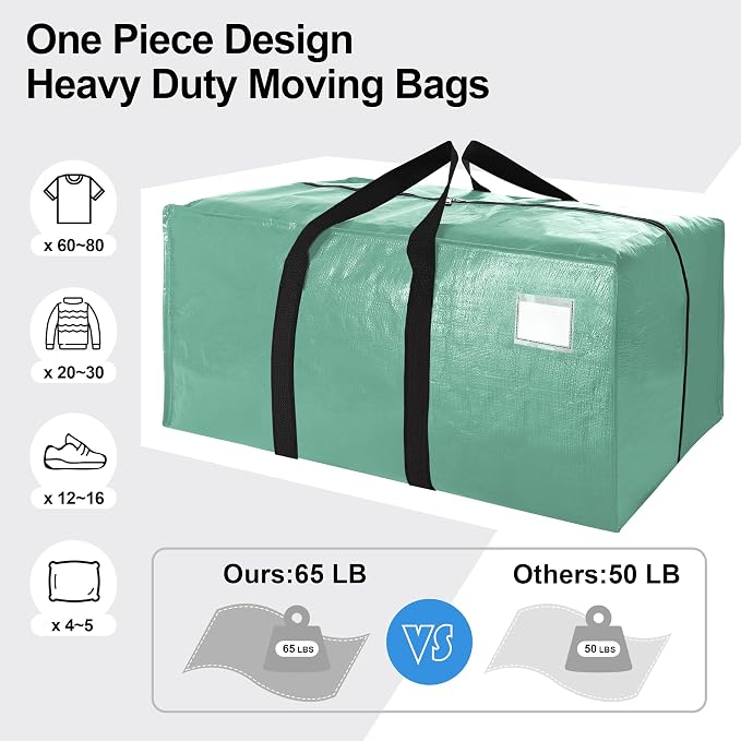 VELVETSURE 12 Pack Heavy Duty Large Moving Bags W/Backpack Straps - Image 5
