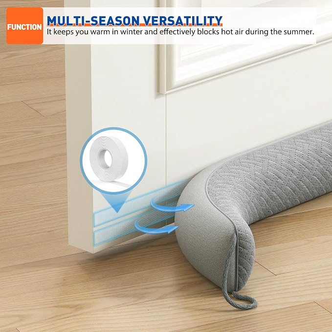 MAGZO Door Draft Stopper for Bottom of Door 36 Inches, Velour Gray | Weighted - Image 6