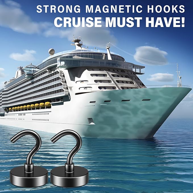 FINDMAG Magnetic Hooks for Cruise Cabins, 20 Pack 50LB+ Black Magnet Hooks - Image 2