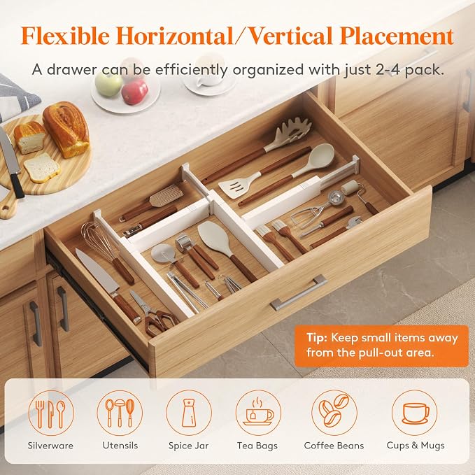 Lifewit 2.36" Upgrade Kitchen Drawer Dividers, Adjustable Drawer Organizer | 12 - Image 6