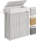 SONGMICS Laundry Hamper with Lid, 14.5 Gal Synthetic Rattan by Unknown