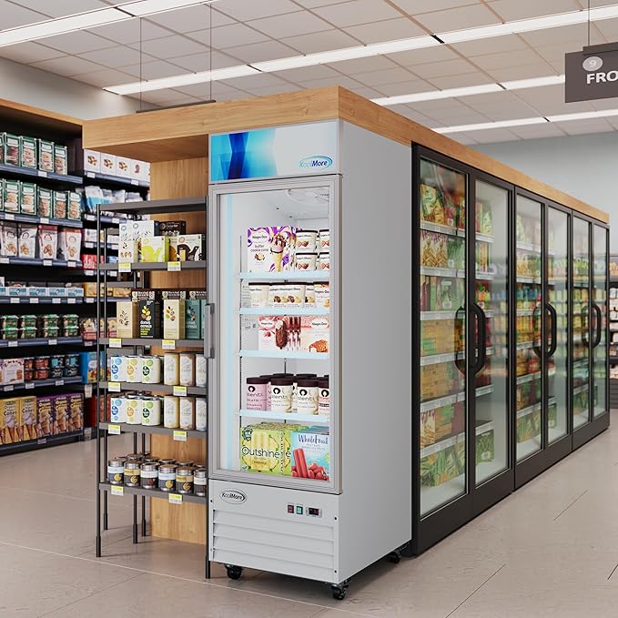 KoolMore 27 in. Commercial One Glass Door Display Upright Freezer Merchandiser in White 13 Cu. Ft. (MDF-1GD-13C-WH)
