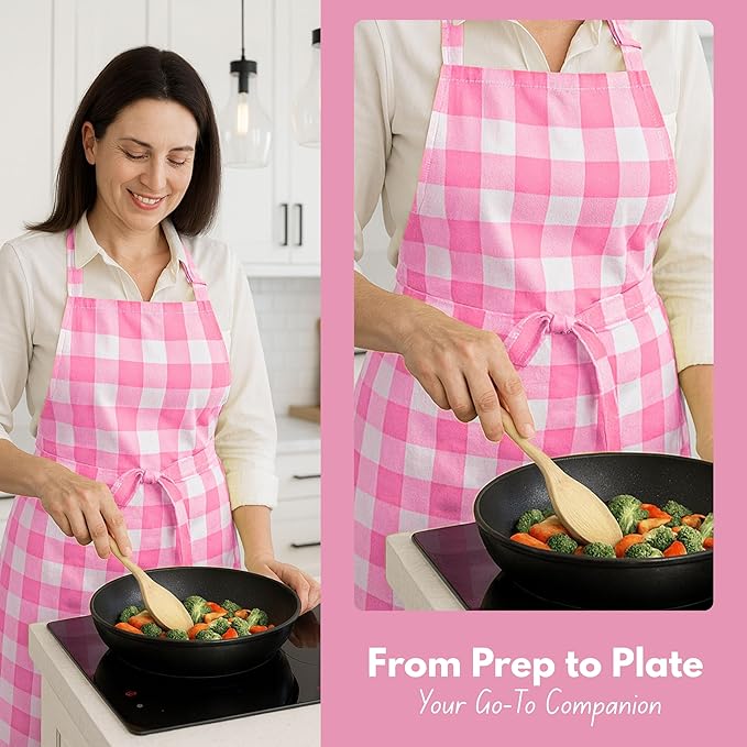 Native Fab Kitchen Apron 2 Pack - 100% Cotton Adjustable, Durable Apron with Pockets, Perfect for Cooking, Baking, Grilling