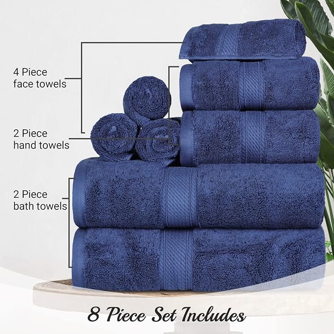 SUPERIOR Egyptian Cotton Ultra Plush & Absorbent, 8 Piece Set, Soft Luxury - Image 9